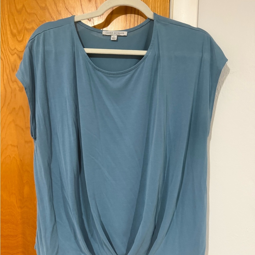 Casual Blue Drape Top